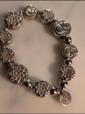 Bali Style Silver Tone Charm Bracelet